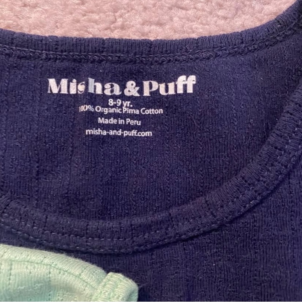 Lot of three Misha and Puff navy, yellow and green hearts pointelle tanks 8/9 - Picture 4 of 5